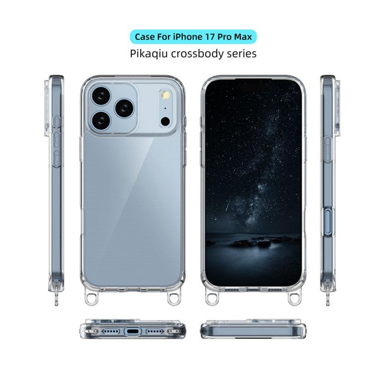 For iPhone 17 Pro Max Kalebol Minimalist High Transparency Multi Color Lanyard Hole Phone Case(Black) by Kalebol