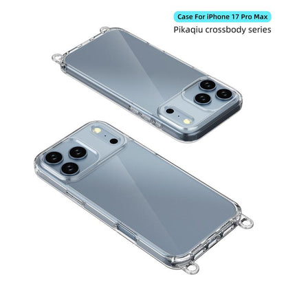 For iPhone 17 Pro Max Kalebol Minimalist High Transparency Multi Color Lanyard Hole Phone Case(Black) by Kalebol