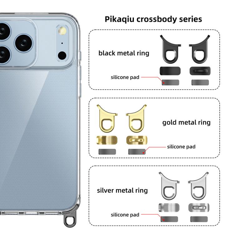 For iPhone 17 Pro Max Kalebol Minimalist High Transparency Multi Color Lanyard Hole Phone Case(Gold) by Kalebol