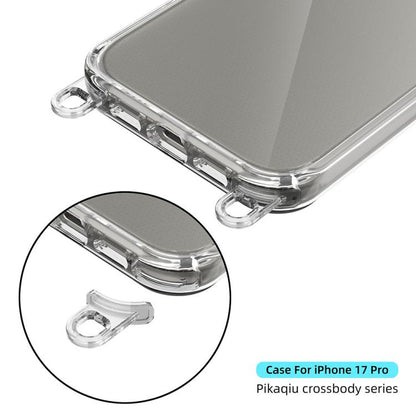 For iPhone 17 Pro Kalebol Minimalist High Transparency Multi Color Lanyard Hole Phone Case(Black) by Kalebol