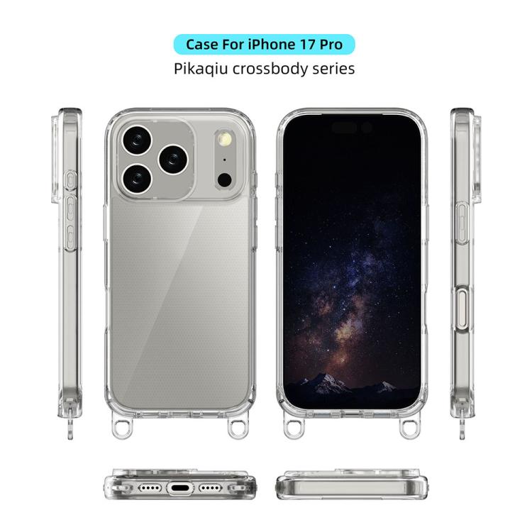 For iPhone 17 Pro Kalebol Minimalist High Transparency Multi Color Lanyard Hole Phone Case(Silver) by Kalebol