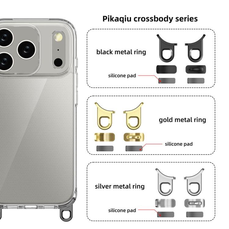 For iPhone 17 Pro Kalebol Minimalist High Transparency Multi Color Lanyard Hole Phone Case(Gold) by Kalebol