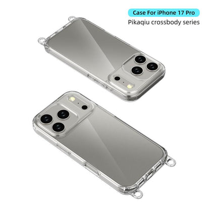 For iPhone 17 Pro Kalebol Minimalist High Transparency Multi Color Lanyard Hole Phone Case(Gold) by Kalebol