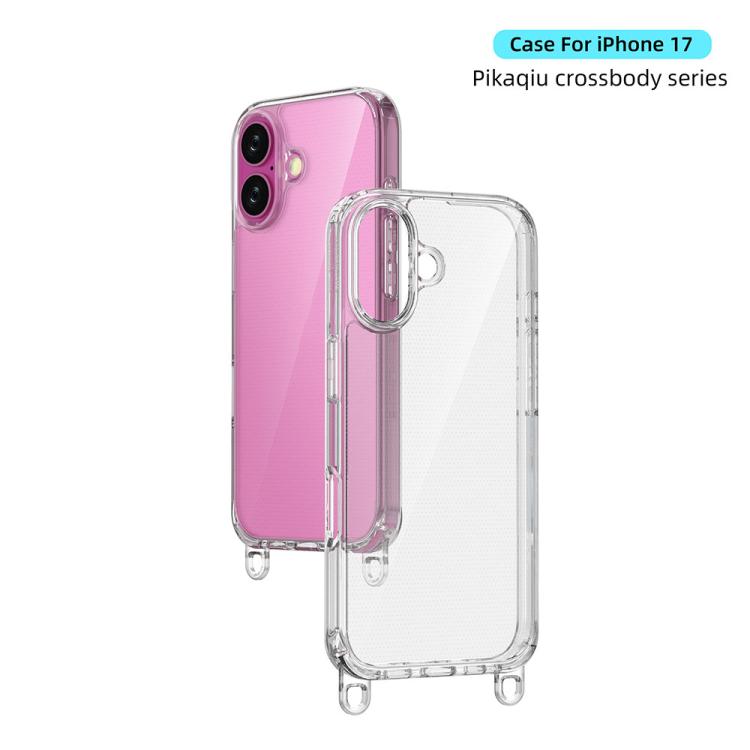 For iPhone 17 Kalebol Minimalist High Transparency Multi Color Lanyard Hole Phone Case(Black) by Kalebol