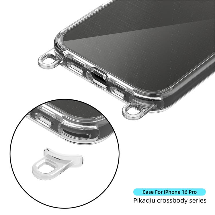 For iPhone 16 Pro Kalebol Minimalist High Transparency Multi Color Lanyard Hole Phone Case(Gold) by Kalebol