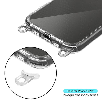 For iPhone 16 Pro Kalebol Minimalist High Transparency Multi Color Lanyard Hole Phone Case(Gold) by Kalebol