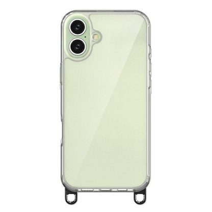 For iPhone 16 Plus Kalebol Minimalist High Transparency Multi Color Lanyard Hole Phone Case(Black) by Kalebol