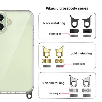 For iPhone 16 Plus Kalebol Minimalist High Transparency Multi Color Lanyard Hole Phone Case(Black) by Kalebol