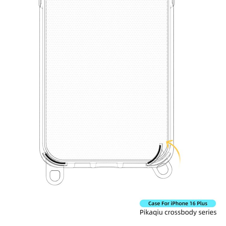 For iPhone 16 Plus Kalebol Minimalist High Transparency Multi Color Lanyard Hole Phone Case(Black) by Kalebol