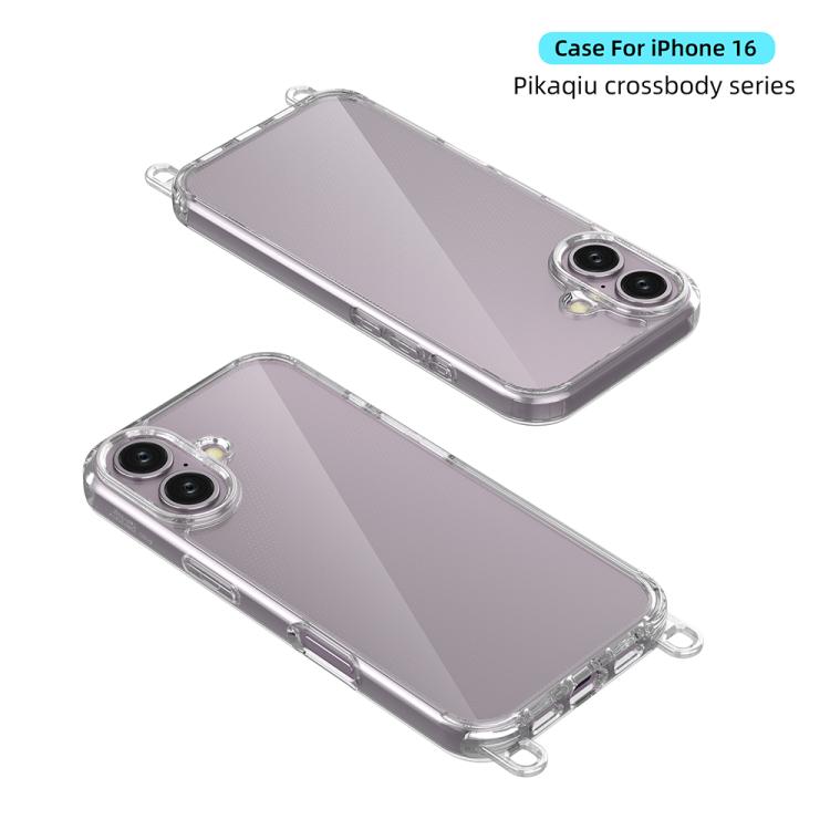 For iPhone 16 Kalebol Minimalist High Transparency Multi Color Lanyard Hole Phone Case(Gold) by Kalebol