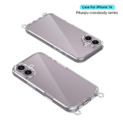 For iPhone 16 Kalebol Minimalist High Transparency Multi Color Lanyard Hole Phone Case(Gold) by Kalebol