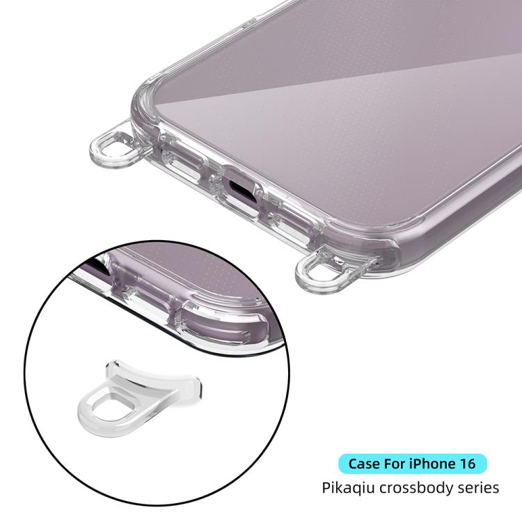 For iPhone 16 Kalebol Minimalist High Transparency Multi Color Lanyard Hole Phone Case(Gold) by Kalebol