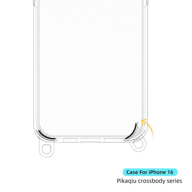 For iPhone 16 Kalebol Minimalist High Transparency Multi Color Lanyard Hole Phone Case(Gold) by Kalebol