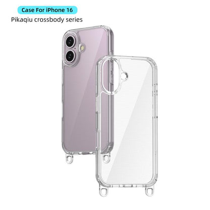 For iPhone 16 Kalebol Minimalist High Transparency Multi Color Lanyard Hole Phone Case(Gold) by Kalebol