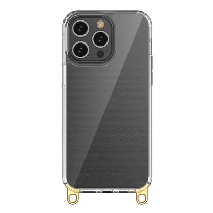 For iPhone 15 Pro Max Kalebol Minimalist High Transparency Multi Color Lanyard Hole Phone Case(Gold) by Kalebol