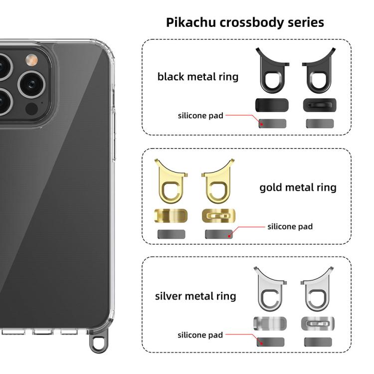 For iPhone 15 Pro Max Kalebol Minimalist High Transparency Multi Color Lanyard Hole Phone Case(Gold) by Kalebol