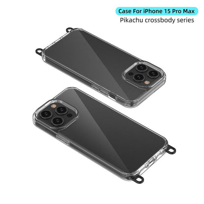 For iPhone 15 Pro Max Kalebol Minimalist High Transparency Multi Color Lanyard Hole Phone Case(Gold) by Kalebol