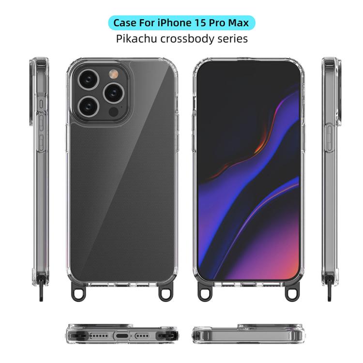 For iPhone 15 Pro Max Kalebol Minimalist High Transparency Multi Color Lanyard Hole Phone Case(Gold) by Kalebol