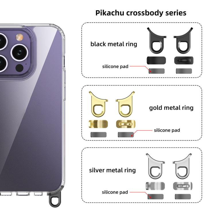 For iPhone 15 Pro Kalebol Minimalist High Transparency Multi Color Lanyard Hole Phone Case(Gold) by Kalebol