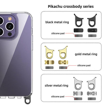 For iPhone 15 Pro Kalebol Minimalist High Transparency Multi Color Lanyard Hole Phone Case(Gold) by Kalebol