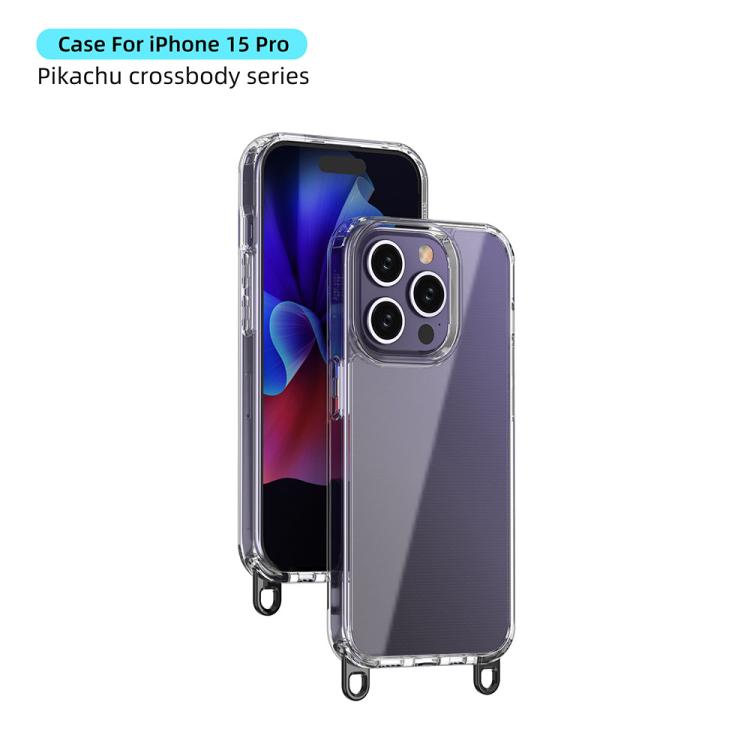 For iPhone 15 Pro Kalebol Minimalist High Transparency Multi Color Lanyard Hole Phone Case(Gold) by Kalebol