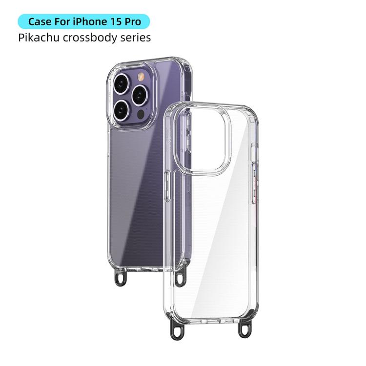 For iPhone 15 Pro Kalebol Minimalist High Transparency Multi Color Lanyard Hole Phone Case(Gold) by Kalebol