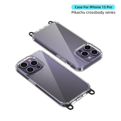 For iPhone 15 Pro Kalebol Minimalist High Transparency Multi Color Lanyard Hole Phone Case(Gold) by Kalebol