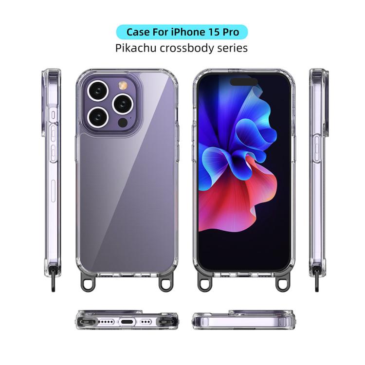 For iPhone 15 Pro Kalebol Minimalist High Transparency Multi Color Lanyard Hole Phone Case(Gold) by Kalebol