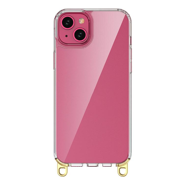 For iPhone 15 Plus Kalebol Minimalist High Transparency Multi Color Lanyard Hole Phone Case(Gold) by Kalebol