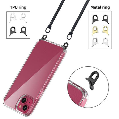 For iPhone 15 Plus Kalebol Minimalist High Transparency Multi Color Lanyard Hole Phone Case(Gold) by Kalebol