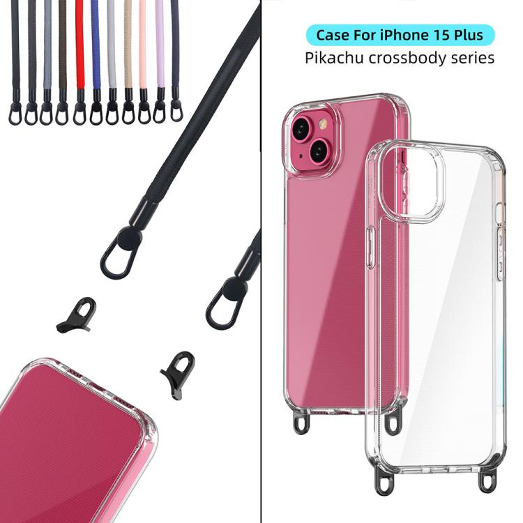 For iPhone 15 Plus Kalebol Minimalist High Transparency Multi Color Lanyard Hole Phone Case(Gold) by Kalebol