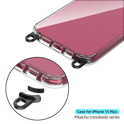 For iPhone 15 Plus Kalebol Minimalist High Transparency Multi Color Lanyard Hole Phone Case(Gold) by Kalebol