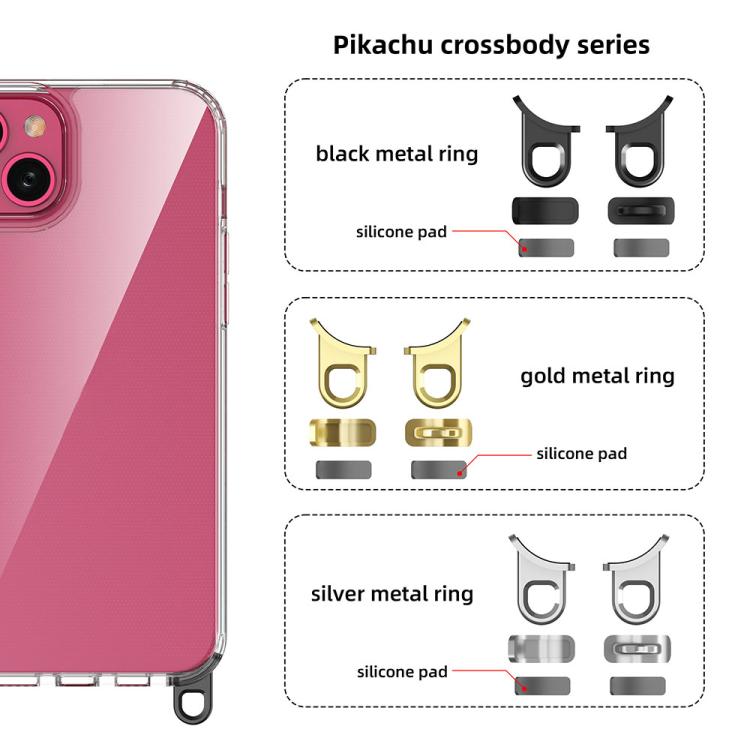 For iPhone 15 Plus Kalebol Minimalist High Transparency Multi Color Lanyard Hole Phone Case(Gold) by Kalebol