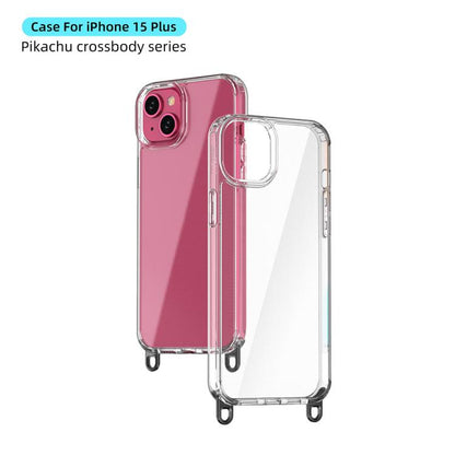 For iPhone 15 Plus Kalebol Minimalist High Transparency Multi Color Lanyard Hole Phone Case(Gold) by Kalebol