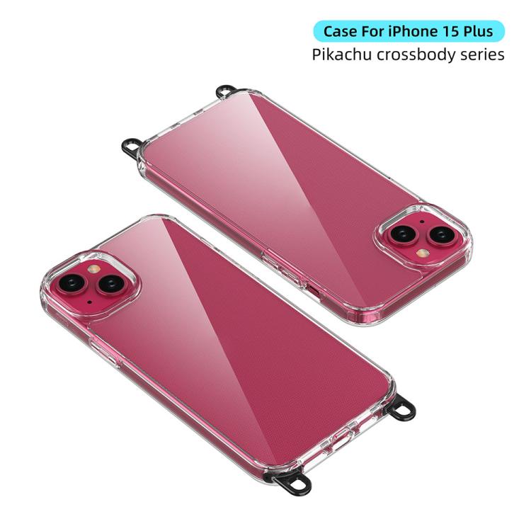 For iPhone 15 Plus Kalebol Minimalist High Transparency Multi Color Lanyard Hole Phone Case(Gold) by Kalebol