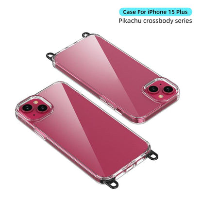 For iPhone 15 Plus Kalebol Minimalist High Transparency Multi Color Lanyard Hole Phone Case(Gold) by Kalebol