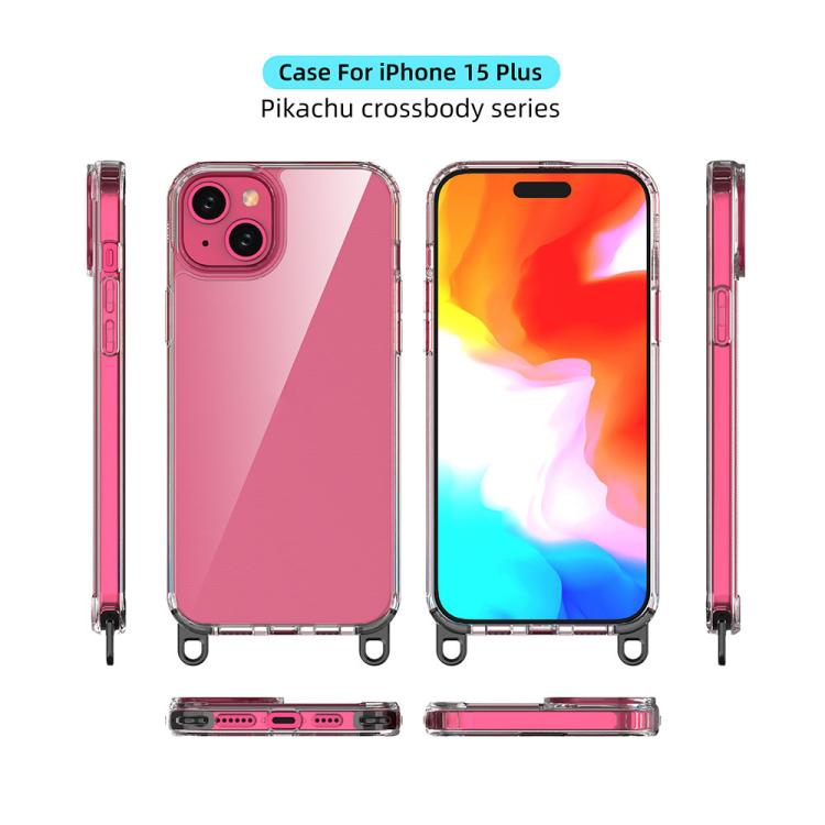 For iPhone 15 Plus Kalebol Minimalist High Transparency Multi Color Lanyard Hole Phone Case(Gold) by Kalebol