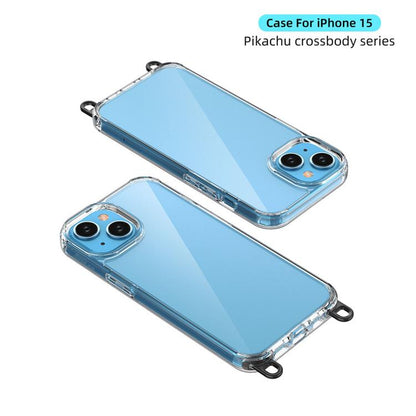 For iPhone 15 Kalebol Minimalist High Transparency Multi Color Lanyard Hole Phone Case(Gold) by Kalebol