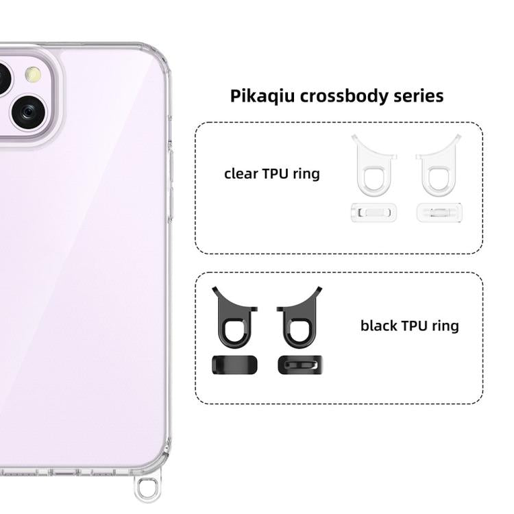 For iPhone 14 Plus Kalebol Minimalist High Transparency Multi Color Lanyard Hole Phone Case(Silver) by Kalebol