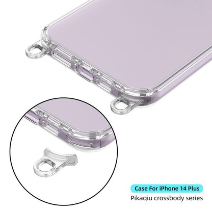 For iPhone 14 Plus Kalebol Minimalist High Transparency Multi Color Lanyard Hole Phone Case(Silver) by Kalebol
