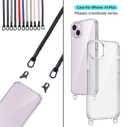 For iPhone 14 Plus Kalebol Minimalist High Transparency Multi Color Lanyard Hole Phone Case(Silver) by Kalebol