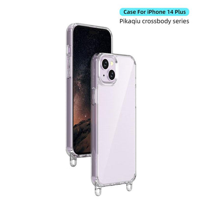 For iPhone 14 Plus Kalebol Minimalist High Transparency Multi Color Lanyard Hole Phone Case(Silver) by Kalebol