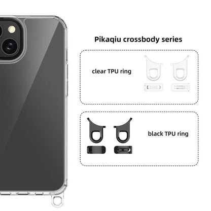 For iPhone 14 Kalebol Minimalist High Transparency Multi Color Lanyard Hole Phone Case(Black) by Kalebol