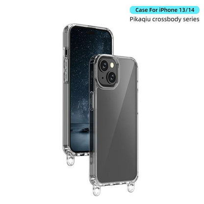 For iPhone 14 Kalebol Minimalist High Transparency Multi Color Lanyard Hole Phone Case(Black) by Kalebol