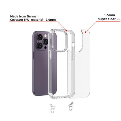 For iPhone 14 Pro Kalebol Minimalist High Transparency Multi Color Lanyard Hole Phone Case(Silver) by Kalebol