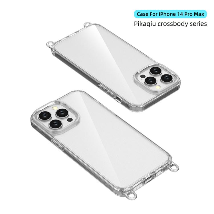 For iPhone 14 Pro Max Kalebol Minimalist High Transparency Multi Color Lanyard Hole Phone Case(Silver) by Kalebol