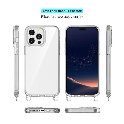 For iPhone 14 Pro Max Kalebol Minimalist High Transparency Multi Color Lanyard Hole Phone Case(Silver) by Kalebol