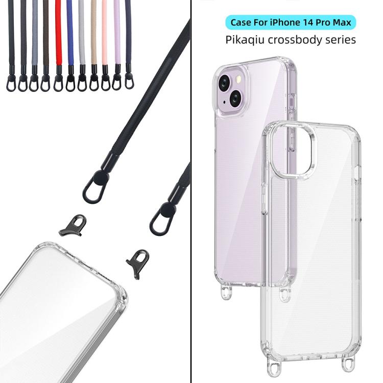 For iPhone 14 Pro Max Kalebol Minimalist High Transparency Multi Color Lanyard Hole Phone Case(Silver) by Kalebol