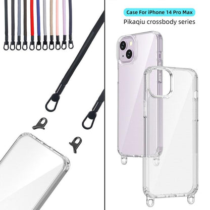 For iPhone 14 Pro Max Kalebol Minimalist High Transparency Multi Color Lanyard Hole Phone Case(Silver) by Kalebol