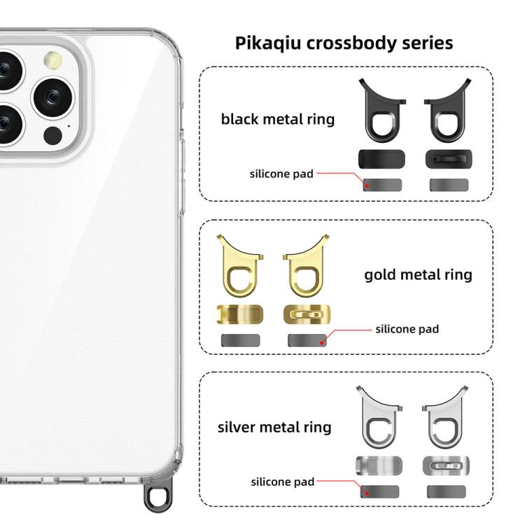 For iPhone 13 Pro Max Kalebol Minimalist High Transparency Multi Color Lanyard Hole Phone Case(Silver) by Kalebol